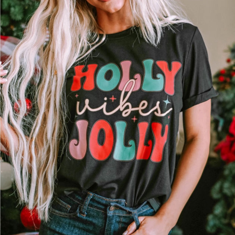 “Holly Jolly Vibes” Holiday Graphic Tee